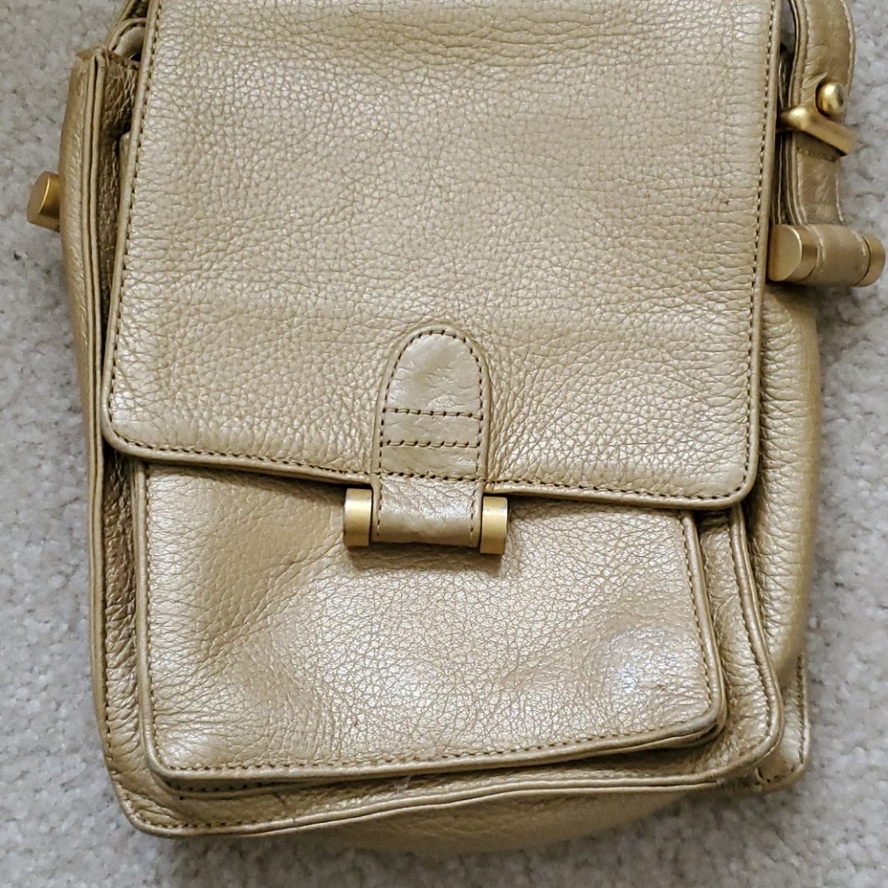 Sharif Gold leather cross over bag